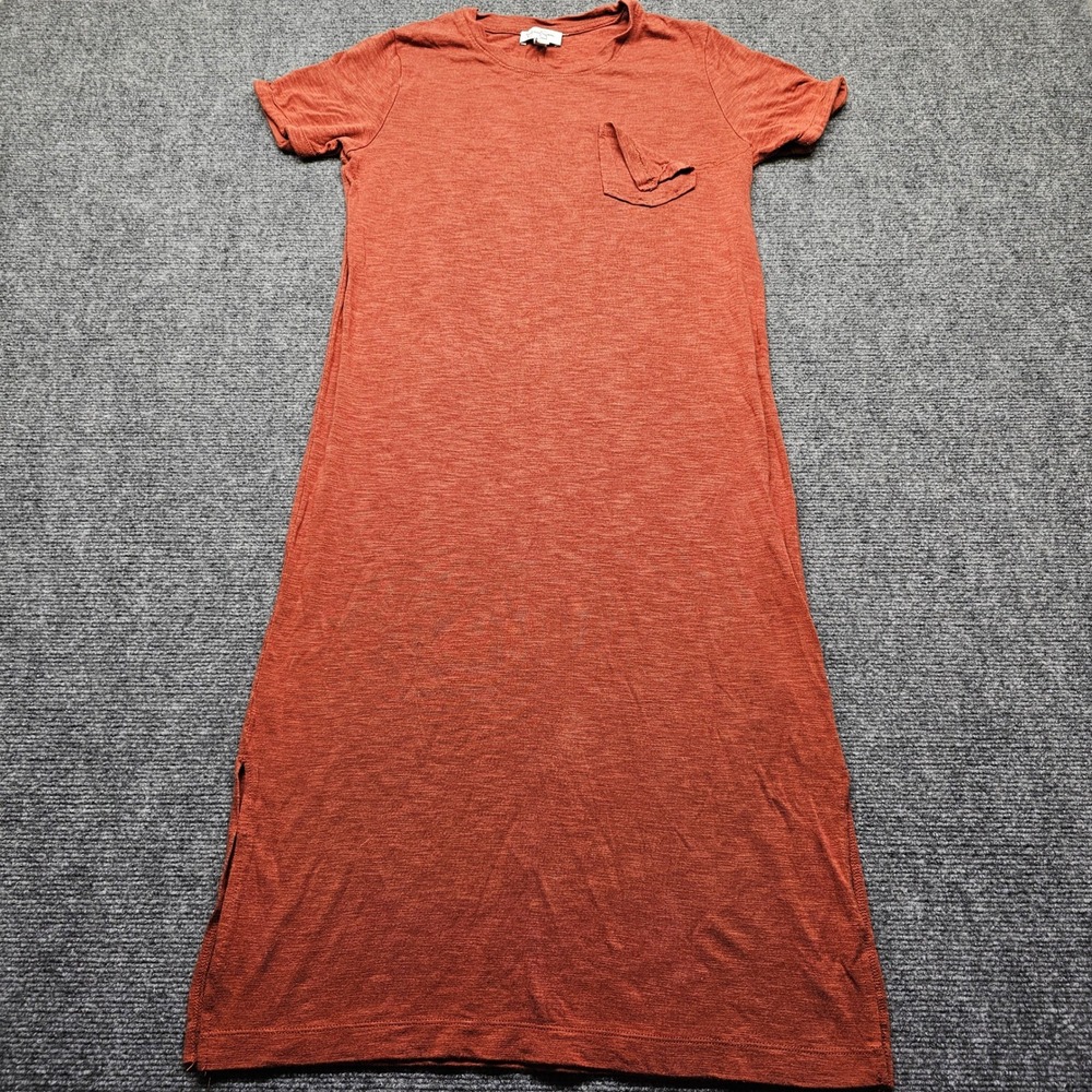 Jessica Simpson Womens Rust Orange Slub Knit Pocket T-Shirt Midi Dress Small